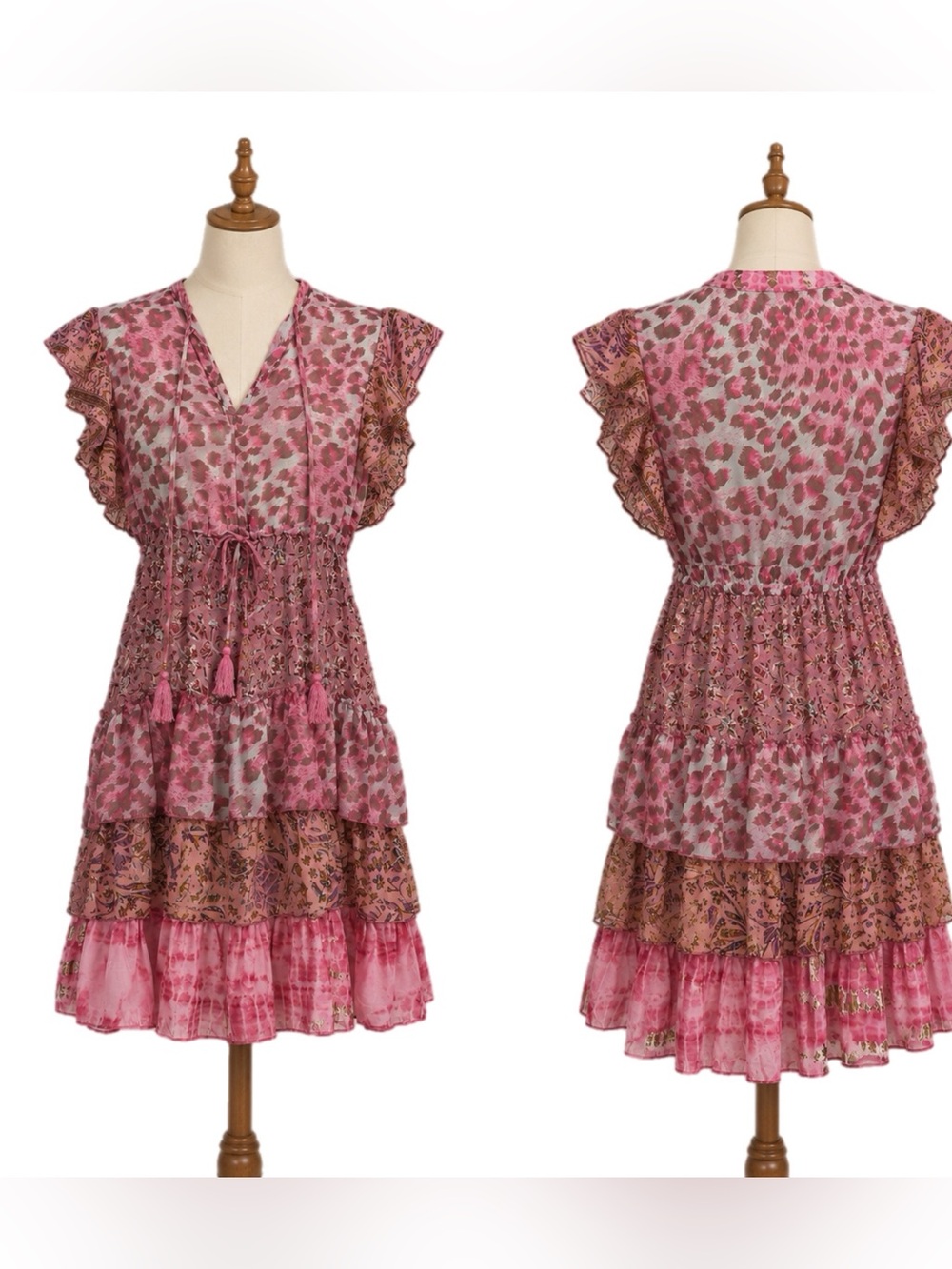 Karma Highway Pink Tiered Ruffle Mini Dress